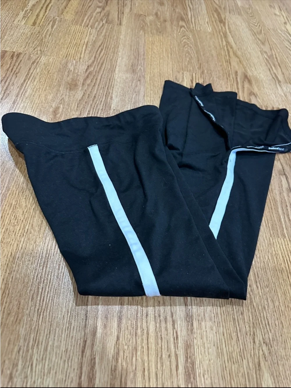 Justice girls kids black wide leg bottoms pants white stripe size 10